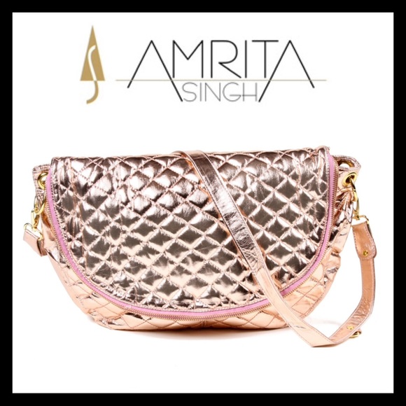 Amrita Singh Handbags - Amrita Singh Metallic Messenger Bag Champagne